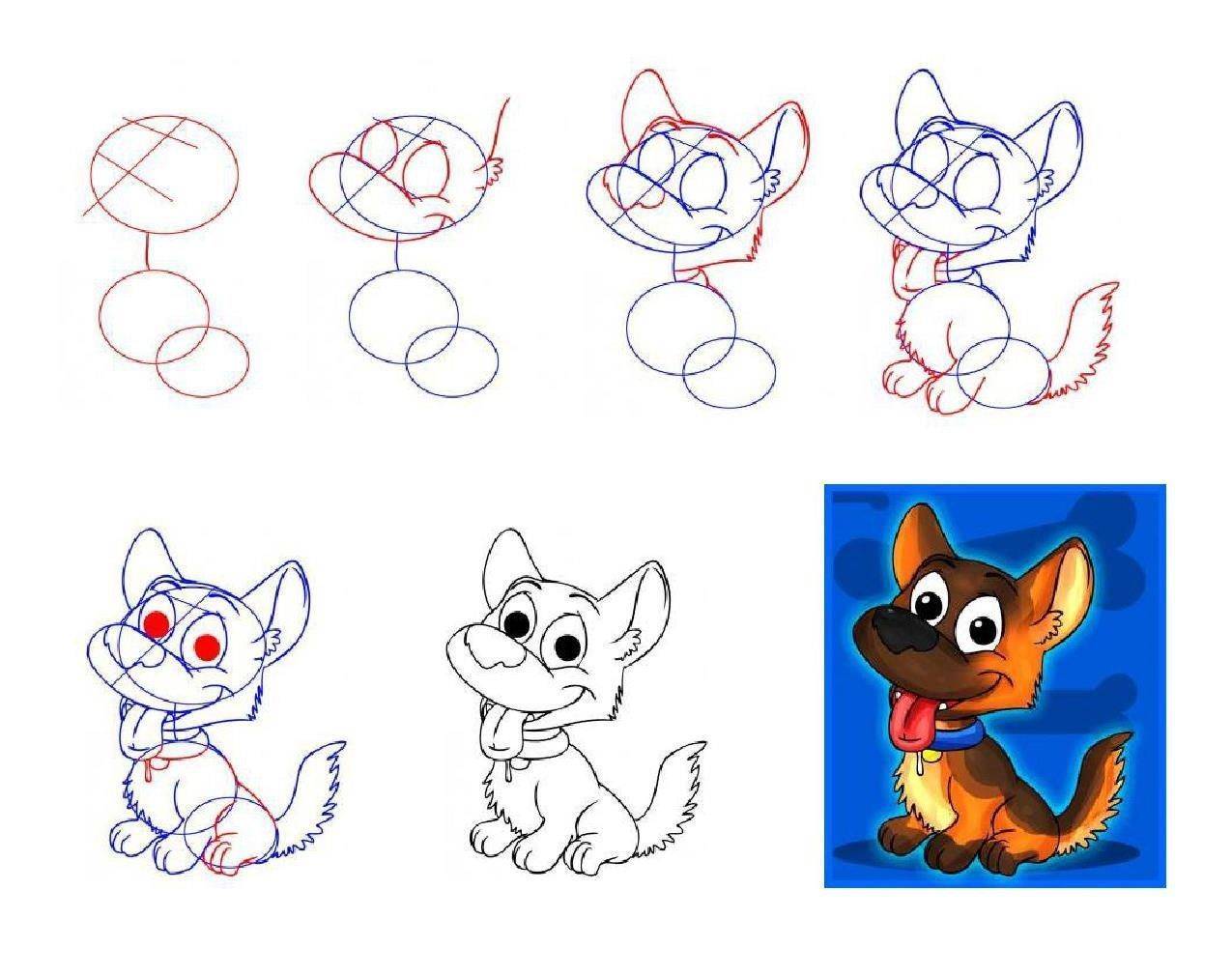 Как нарисовать собаку карандашами поэтапно для детей — легкая инструкция и простые схемы рисования для начинающих (20 фото)