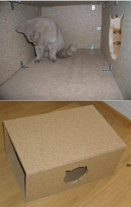 Домик для кошки из коробки | самодельный, как сделать, видео