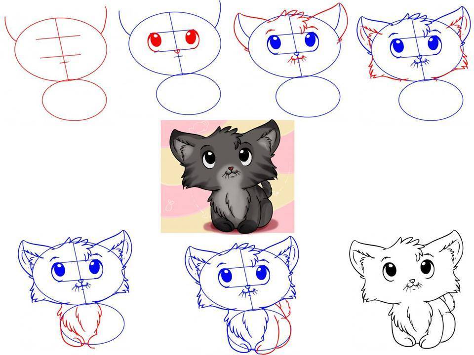 Как надо нарисовать рисунок. Поэтапное рисование кошки. Кошка рисунок поэтапно. Котик рисунок поэтапно. Поэтапное рисование кошки для детей.