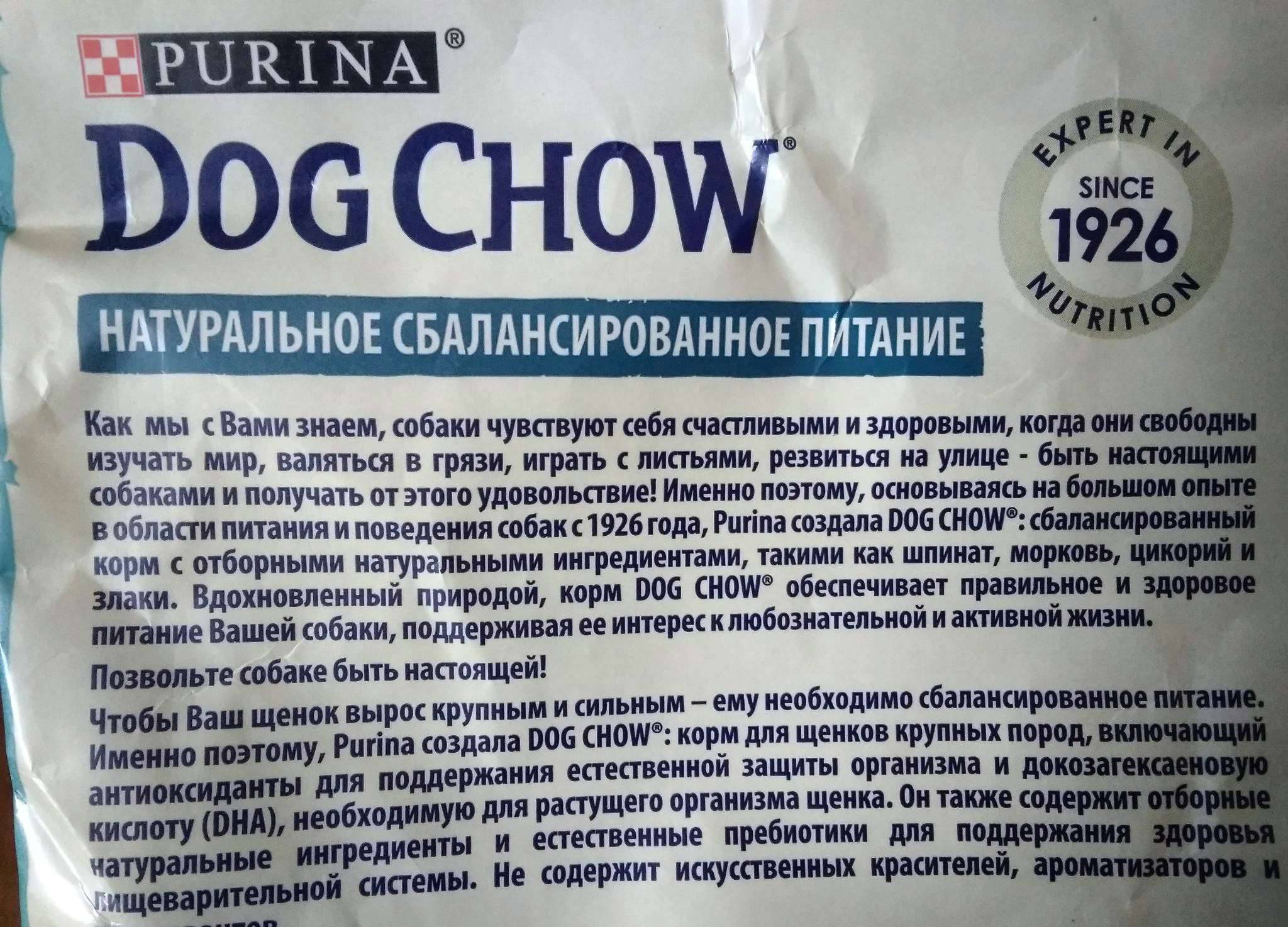 Dog chow – корм для собак от компании nestle
