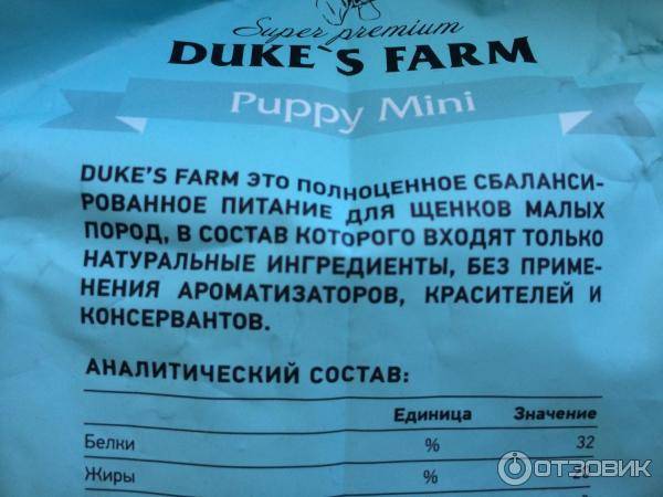Корм для собак dukes farm: отзывы и обзор состава | «дай лапу»