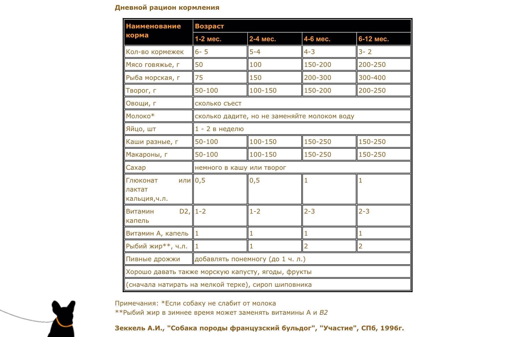 Норма корма для щенка французского бульдога 5 месяцев