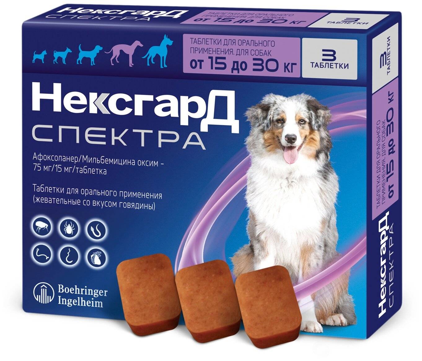 Нексгард спектра для собак – инструкция по применению таблеток от блох, клещей и глистов. фронтлайн нексгард спектра для собак: инструкция