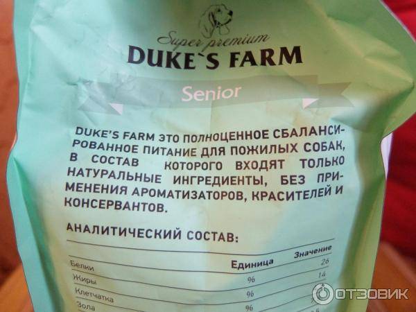 Дюк фарм (duke's farm) корм для собак: отзывы, состав, цены